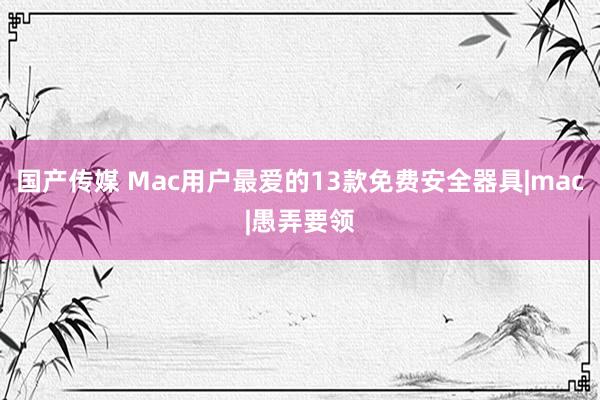 国产传媒 Mac用户最爱的13款免费安全器具|mac|愚弄要领